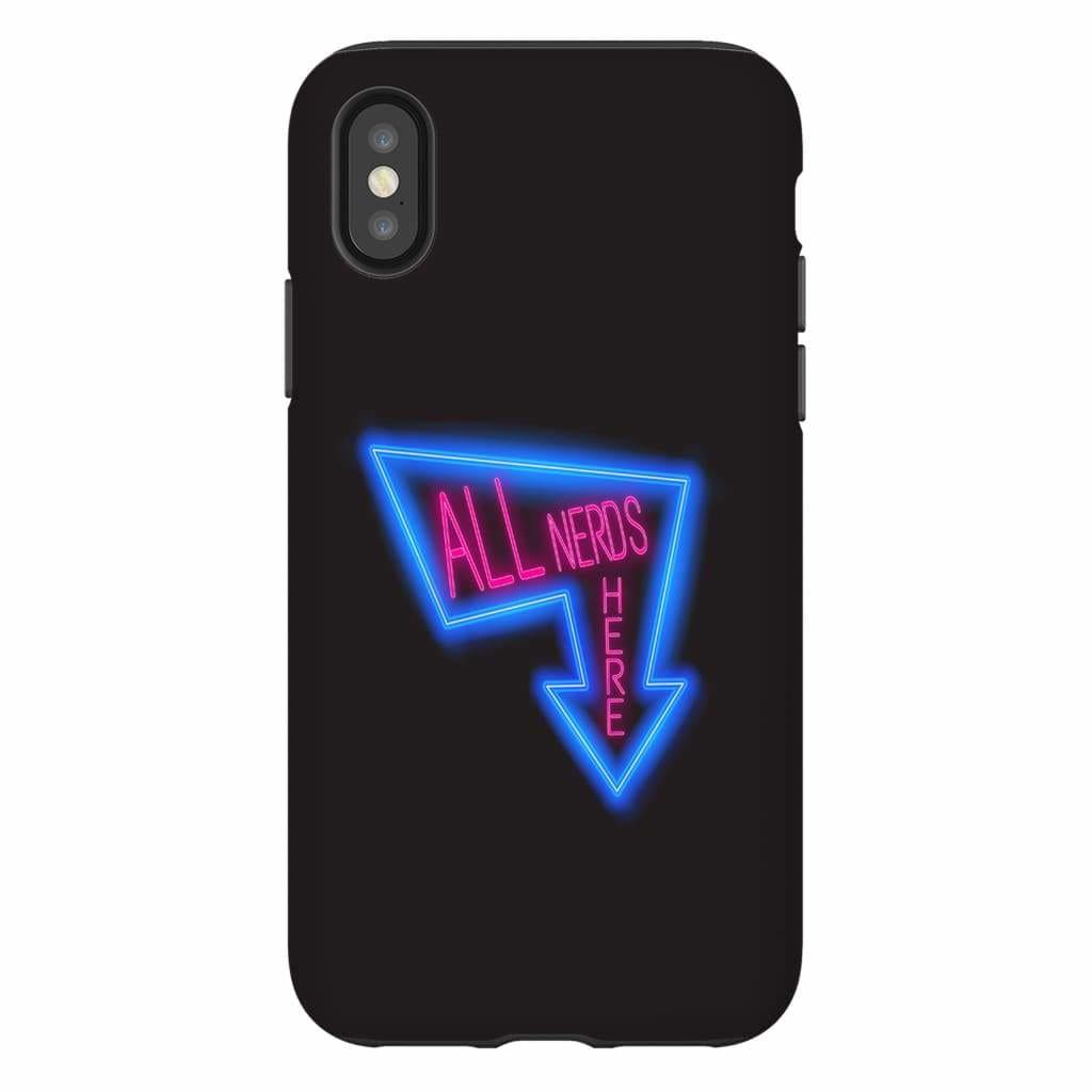 All Nerds Here Neon Logo Phone Case - Tough - iPhone XS - All Nerds Here
