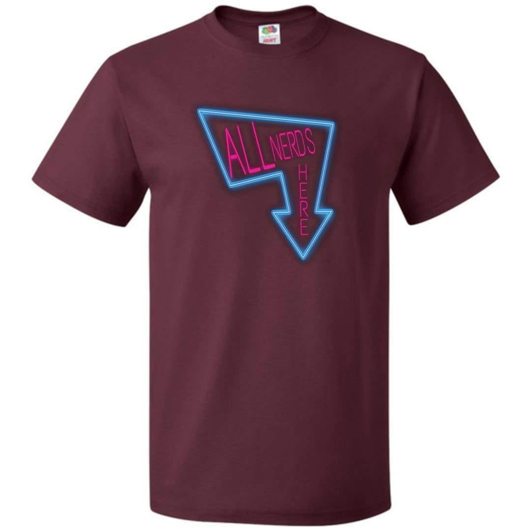 All Nerds Here Neon Logo TS Unisex Classic Tee - Maroon / S