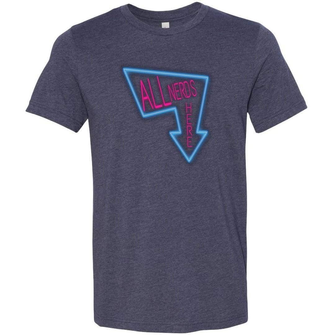 All Nerds Here Neon Logo TS Unisex Premium Tee - Heather Midnight Navy / XS