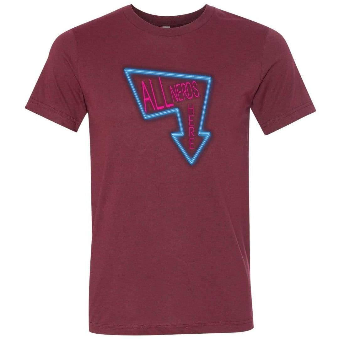 All Nerds Here Neon Logo TS Unisex Premium Tee - Heather Cardinal / XS