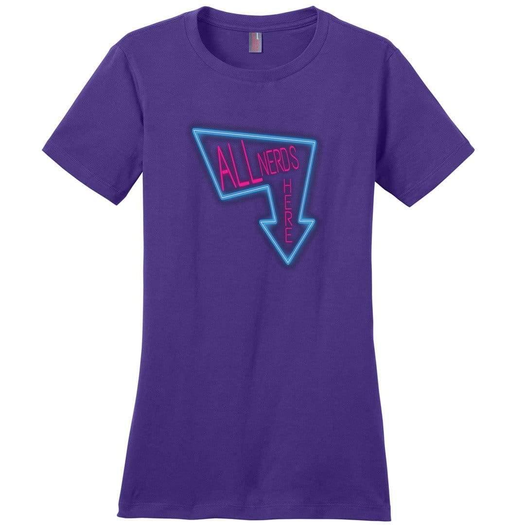 All Nerds Here Neon Logo TS Womens Premium Tee - Purple / XS