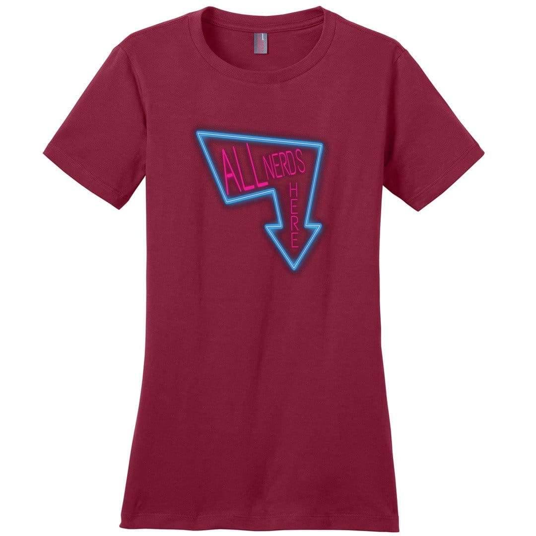 All Nerds Here Neon Logo TS Womens Premium Tee - Sangria / S