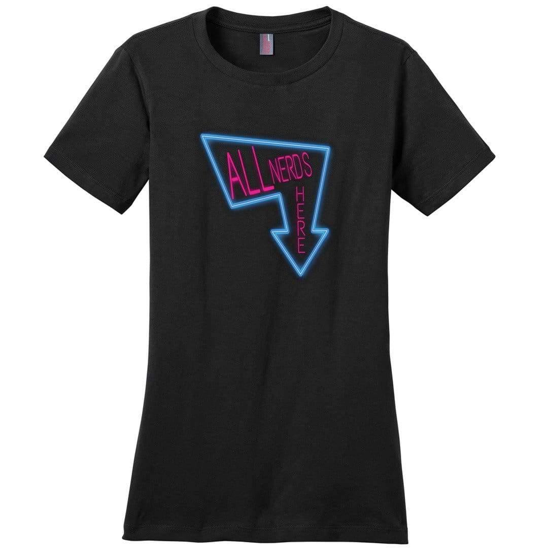 All Nerds Here Neon Logo TS Womens Premium Tee - Black / XS