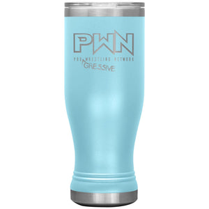 All Nerds Here PWN Progressive Logo 20oz BOHO Vacuum Tumbler - Light Blue - All Nerds Here