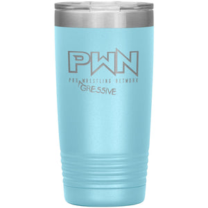 All Nerds Here PWN Progressive Logo 20oz Vacuum Tumbler - Light Blue - All Nerds Here