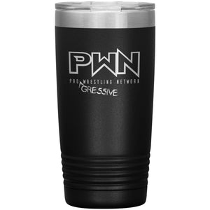 All Nerds Here PWN Progressive Logo 20oz Vacuum Tumbler - Black - All Nerds Here