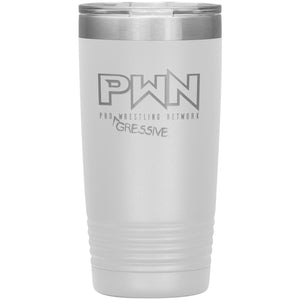 All Nerds Here PWN Progressive Logo 20oz Vacuum Tumbler - White - All Nerds Here