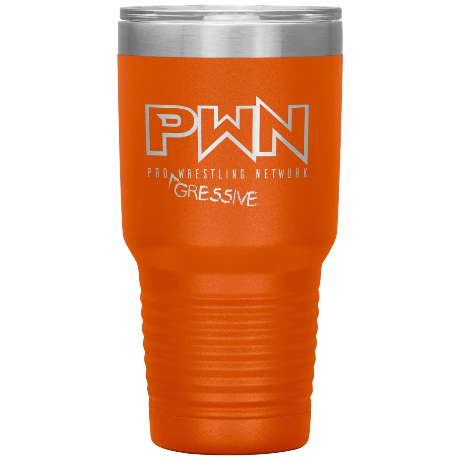 All Nerds Here PWN Progressive Logo 30oz Vacuum Tumbler - Orange - All Nerds Here