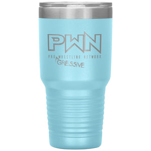 All Nerds Here PWN Progressive Logo 30oz Vacuum Tumbler - Light Blue - All Nerds Here