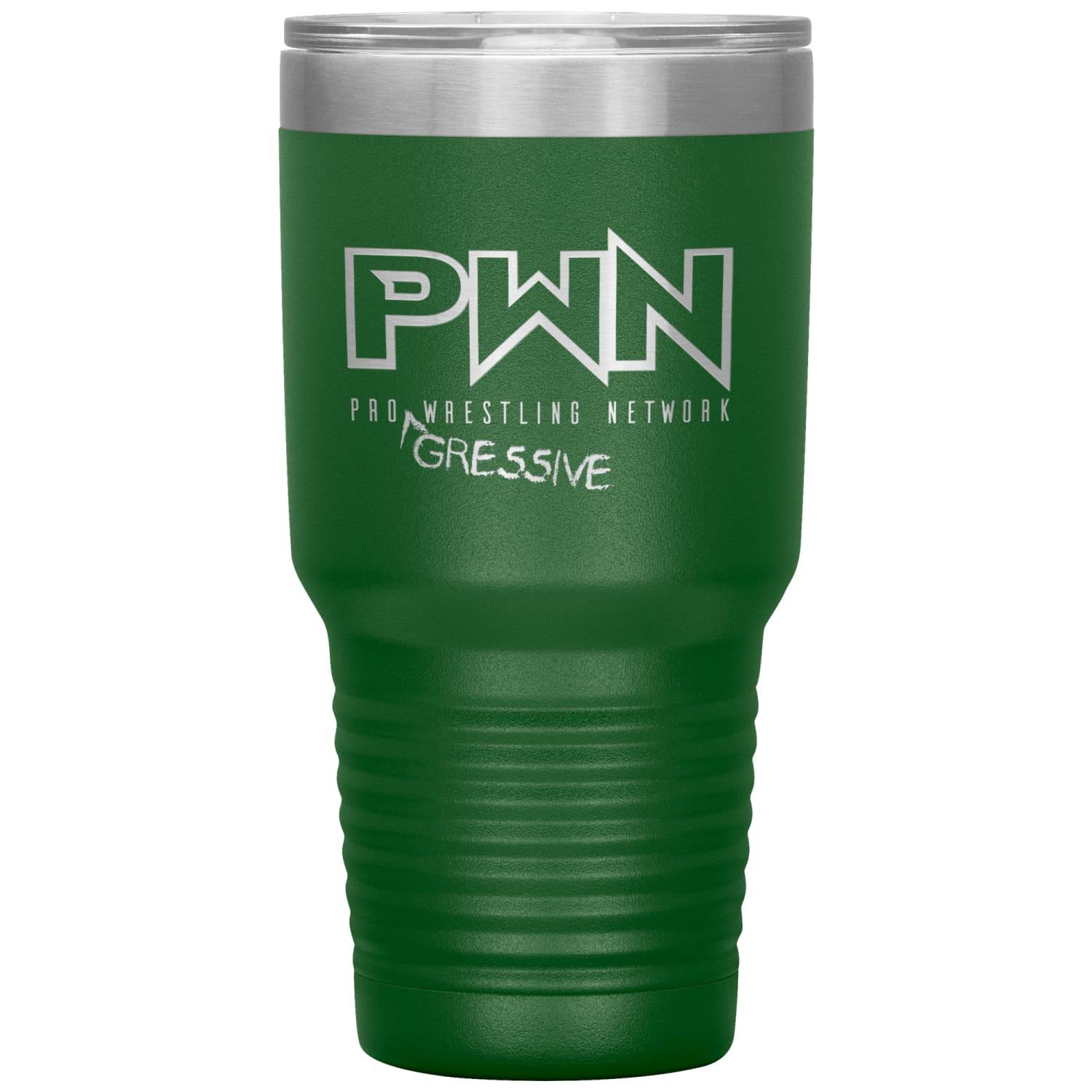 All Nerds Here PWN Progressive Logo 30oz Vacuum Tumbler - Green - All Nerds Here