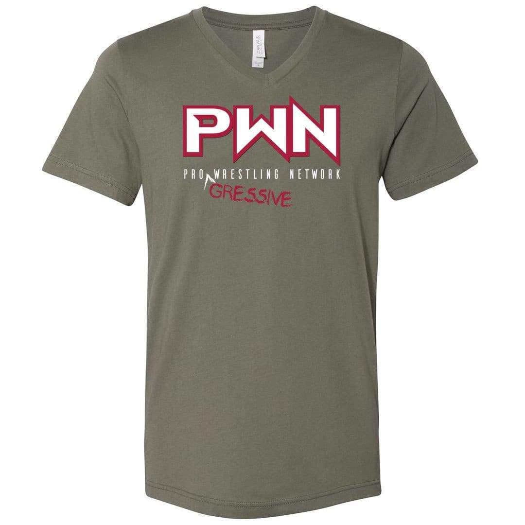 All Nerds Here PWN Progressive Logo TS Unisex Premium V-Neck Tee - Military Green / S