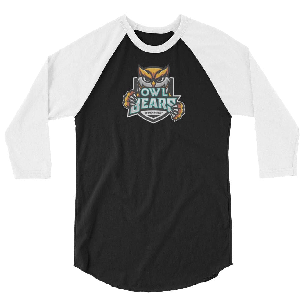Arkenholdt Owlbears Team Logo Premium 3/4 Sleeve Raglan Shirt - Black/White / XS