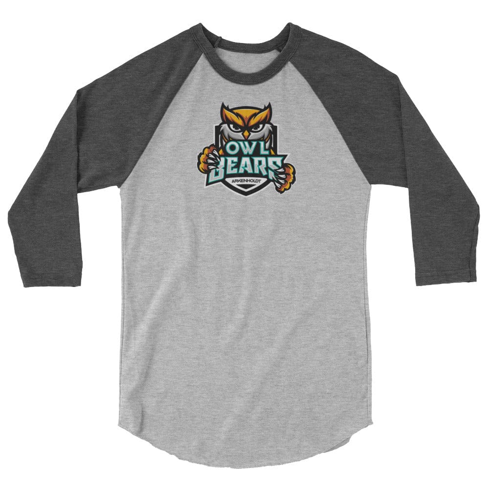 Arkenholdt Owlbears Team Logo Premium 3/4 Sleeve Raglan Shirt - Heather Grey/Heather Charcoal / XS