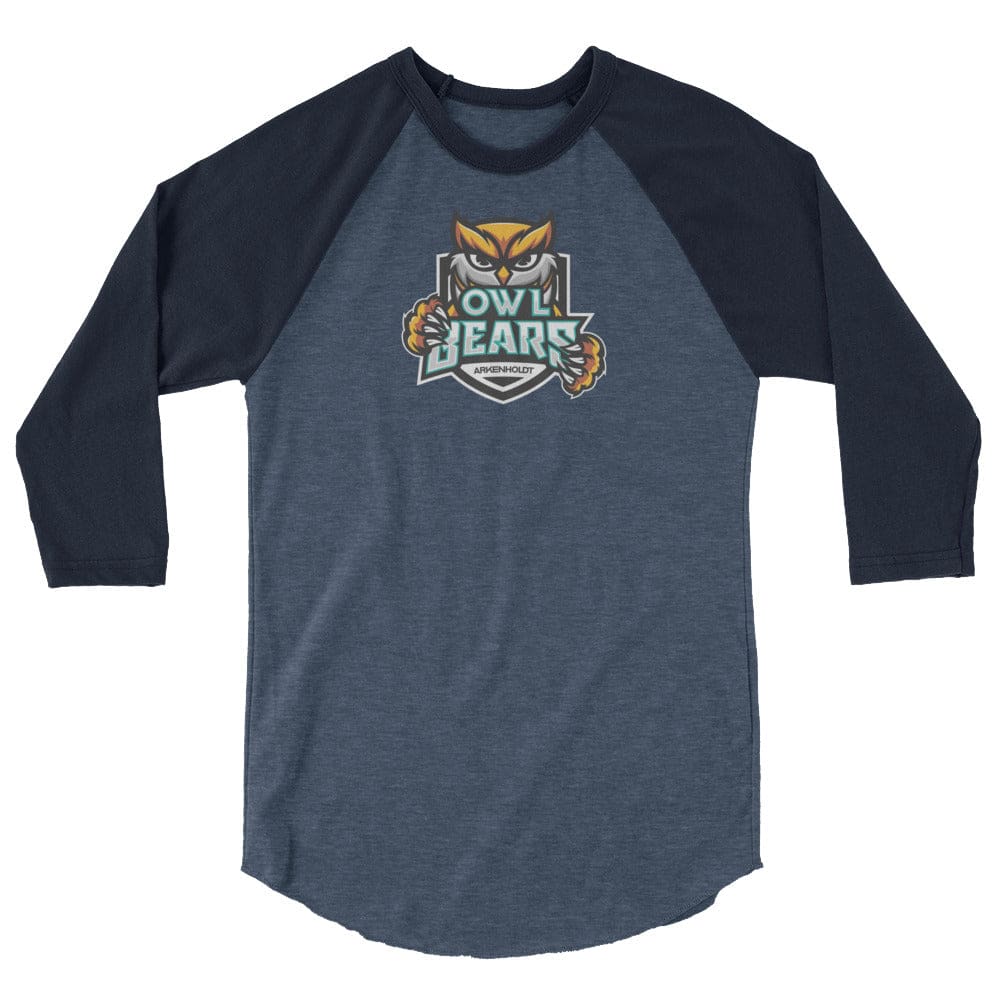 Arkenholdt Owlbears Team Logo Premium 3/4 Sleeve Raglan Shirt - Heather Denim/Navy / XS