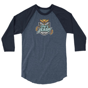 Arkenholdt Owlbears Team Logo Premium 3/4 Sleeve Raglan Shirt - Heather Denim/Navy / XS