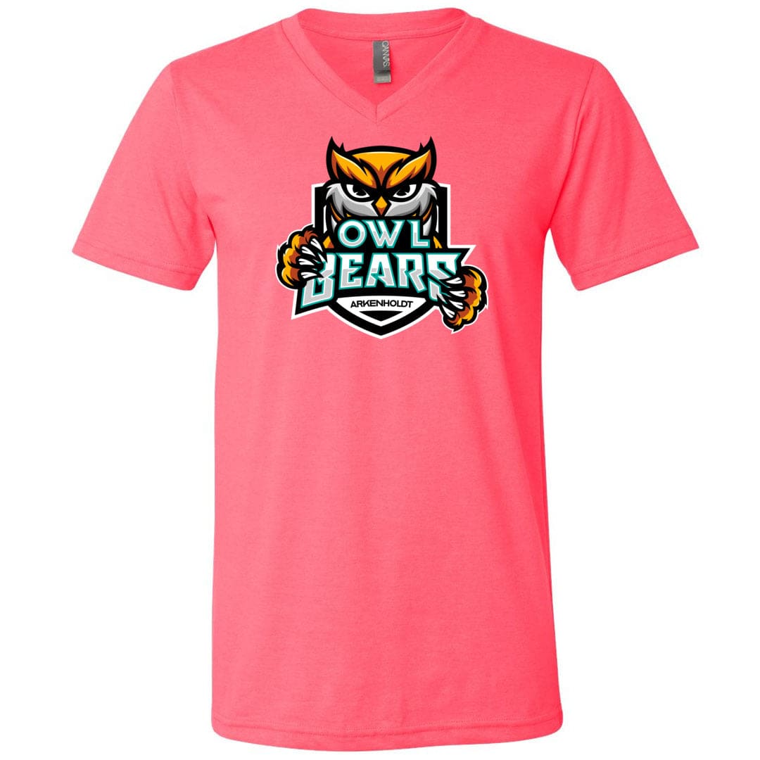 Arkenholdt Owlbears Team Logo Unisex Premium V-Neck Tee - Neon Pink / S