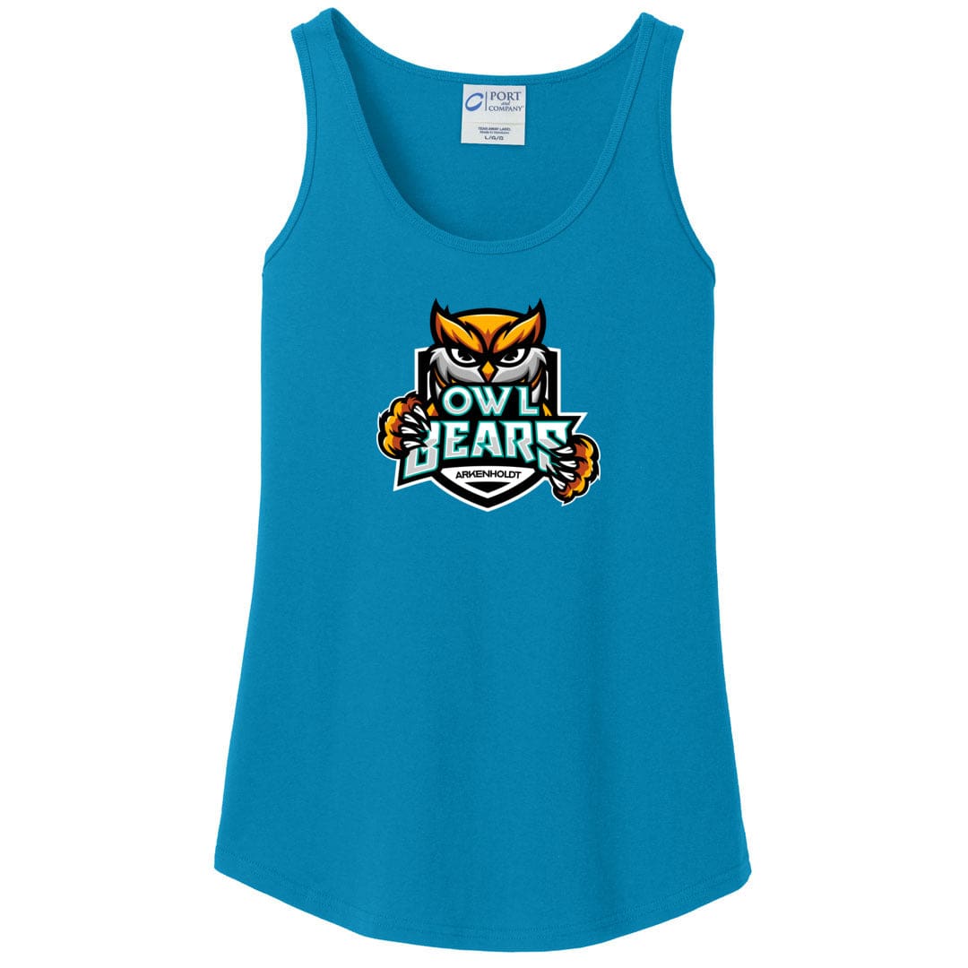 Arkenholdt Owlbears Team Logo Womens Core Cotton Tank - Neon Blue / XS