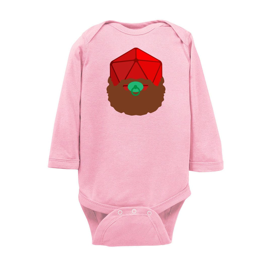 Baby Beard20 Unisex Baby Fine Jersey Longsleeve Bodysuit - Pink / NB