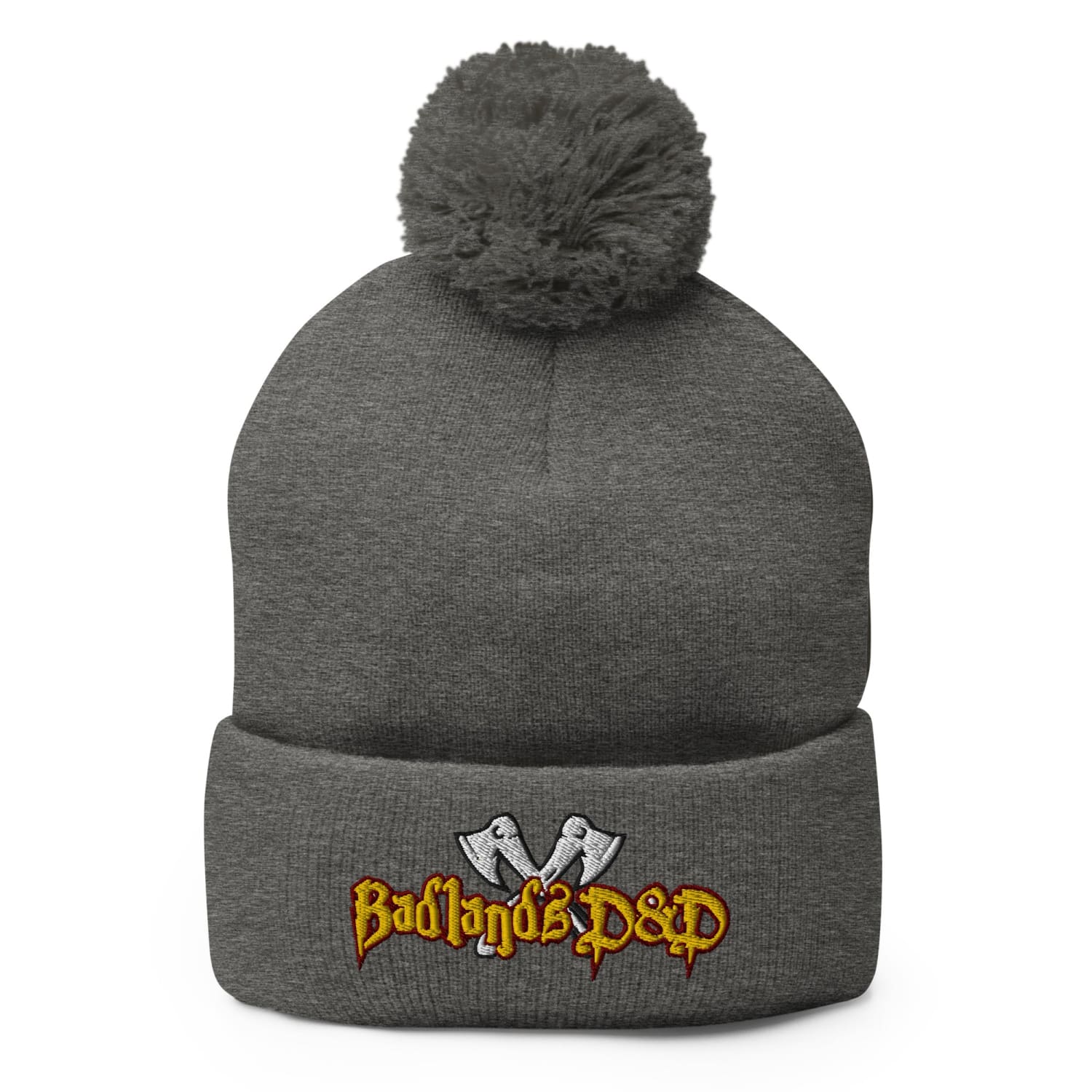 Badlands D&D Logo Pom-Pom Knit Beanie / Tuque - Dark Heather Grey