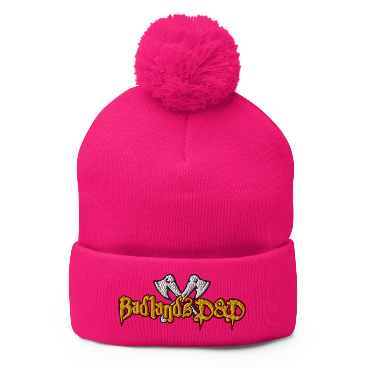 Badlands D&D Logo Pom-Pom Knit Beanie / Tuque - Neon Pink
