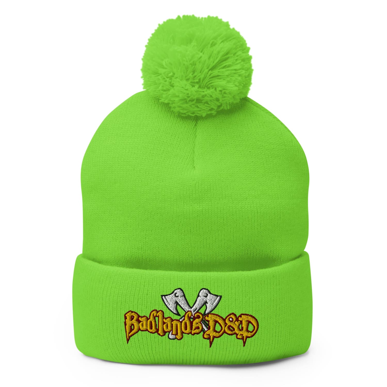Badlands D&D Logo Pom-Pom Knit Beanie / Tuque - Neon Green