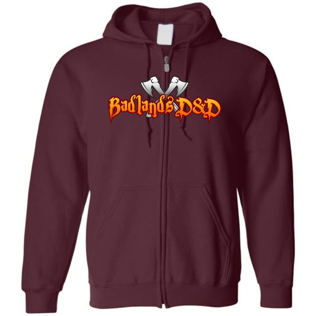 Badlands D&D Unisex Zip Hoodie - Maroon / S