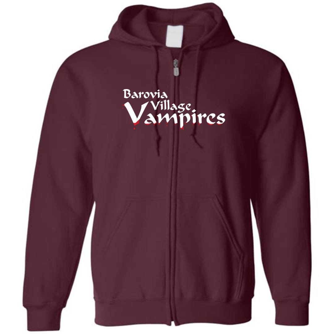 Barovia Village Vampires Unisex Zip Hoodie - Maroon / S