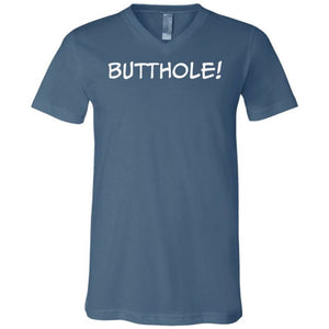 Butthole! Unisex Premium V-Neck Tee - Steel Blue / S