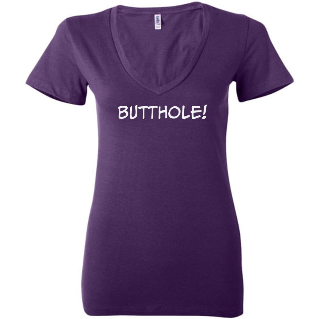 Butthole! Womens Premium Deep V-Neck Tee - Team Purple / S