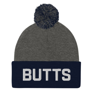 Butts Pom-Pom Beanie / Toque - Dark Heather Grey/ Navy