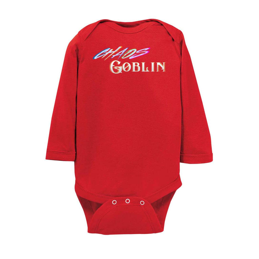 Chaos Goblin Unisex Baby Fine Jersey Longsleeve Bodysuit - Red / NB