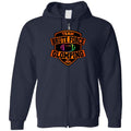 Chatty Fam Brute Force Glomping Orange Unisex Zip Hoodie - Navy / S