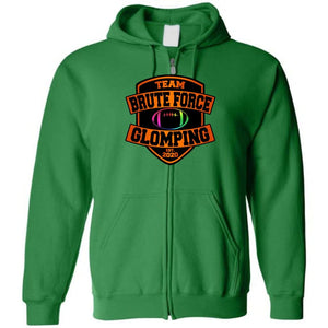 Chatty Fam Brute Force Glomping Orange Unisex Zip Hoodie - Irish Green / S