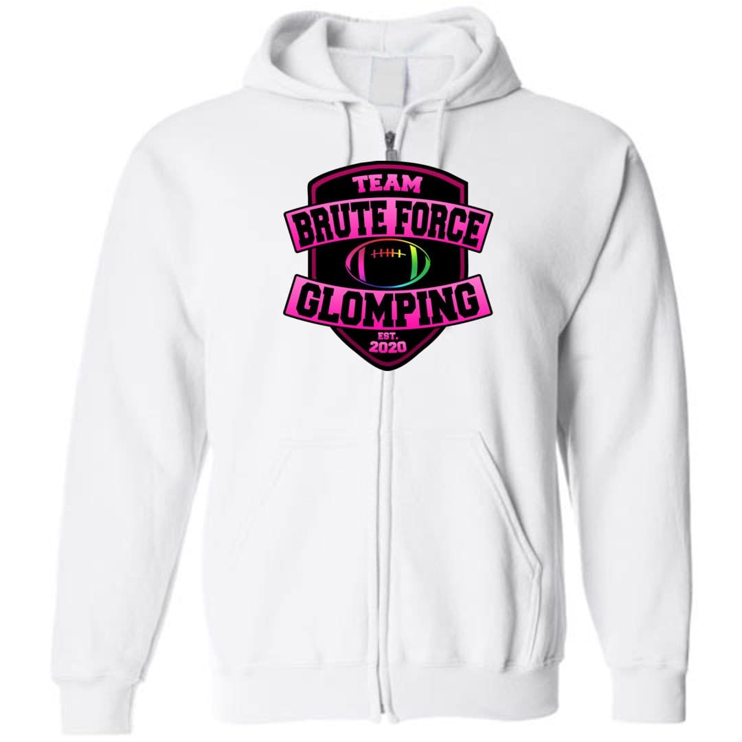 Chatty Fam Brute Force Glomping Pink Unisex Zip Hoodie - White / S