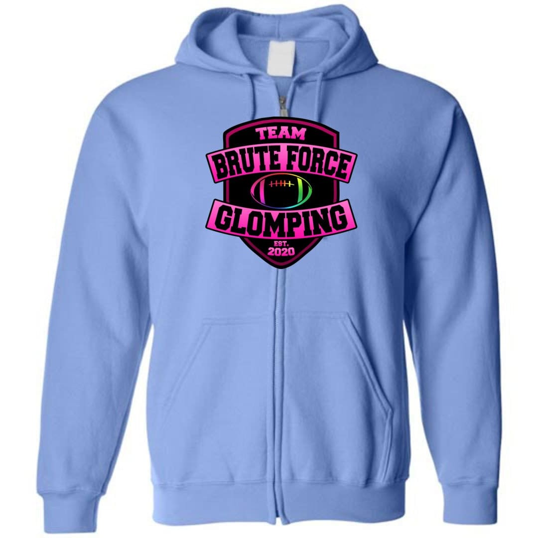Chatty Fam Brute Force Glomping Pink Unisex Zip Hoodie - Carolina Blue / S