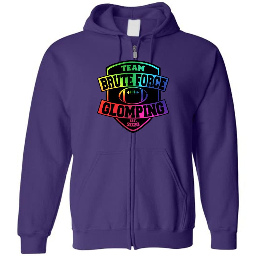 Chatty Fam Brute Force Glomping Rainbow Unisex Zip Hoodie - Purple / S