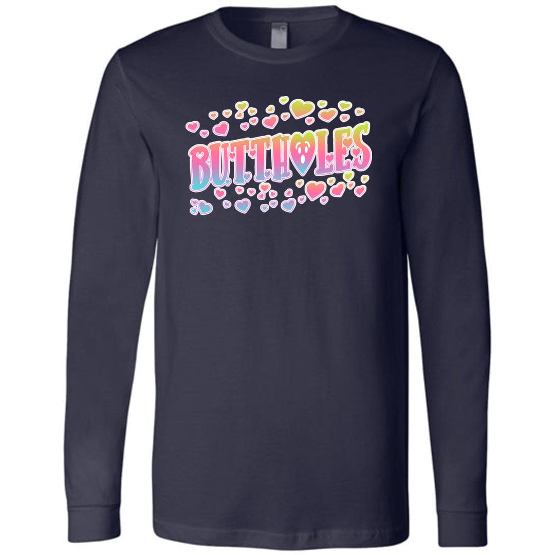 Chatty Fam Buttholes & Hearts Unisex Premium Long Sleeve Tee - Navy / S
