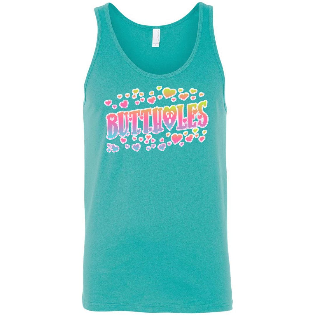 Chatty Fam Buttholes & Hearts Unisex Premium Tank - Teal / S