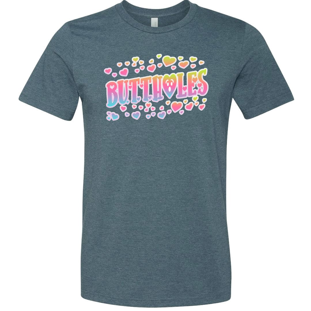 Chatty Fam Buttholes & Hearts Unisex Premium Tee - Heather Slate / XS