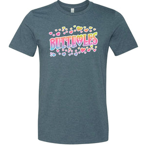 Chatty Fam Buttholes & Hearts Unisex Premium Tee - Heather Slate / XS