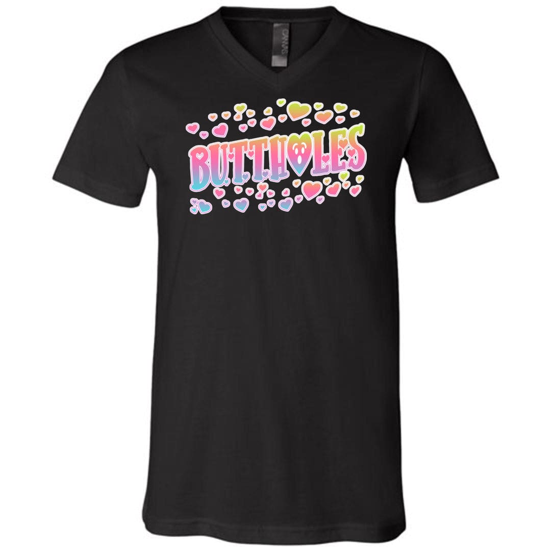 Chatty Fam Buttholes & Hearts Unisex Premium V-Neck Tee - Black / S