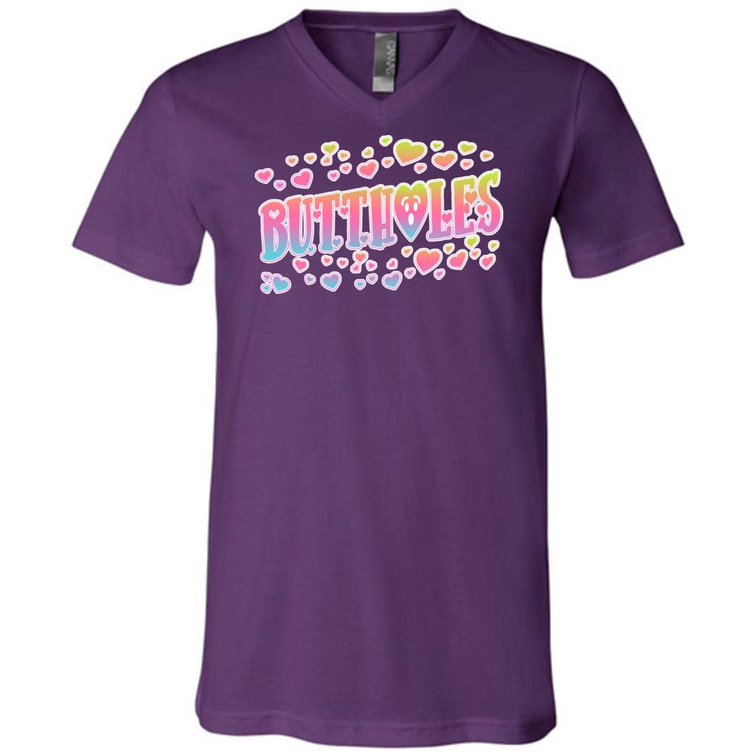 Chatty Fam Buttholes & Hearts Unisex Premium V-Neck Tee - Team Purple / S