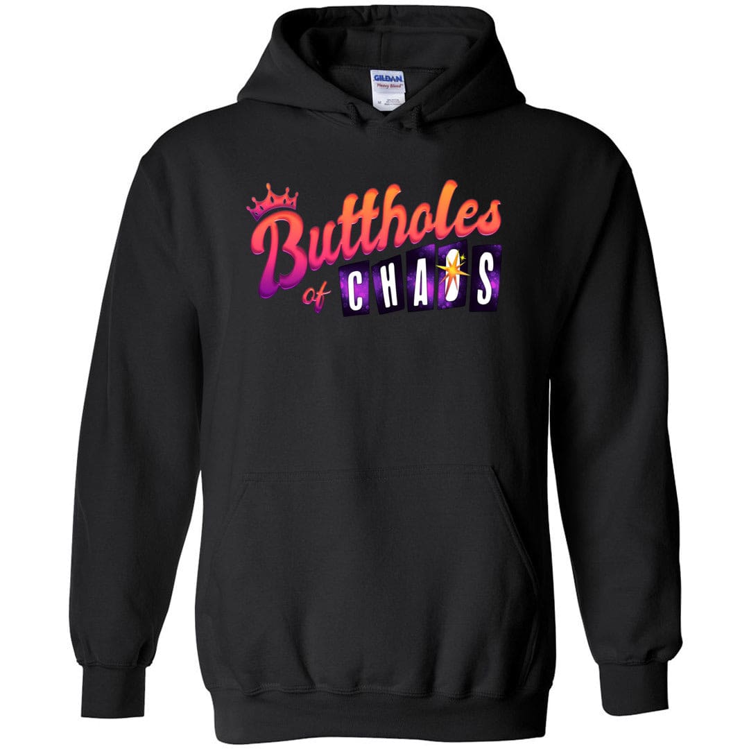 Chatty Fam Buttholes of Chaos TS Unisex Pullover Hoodie - Black / S