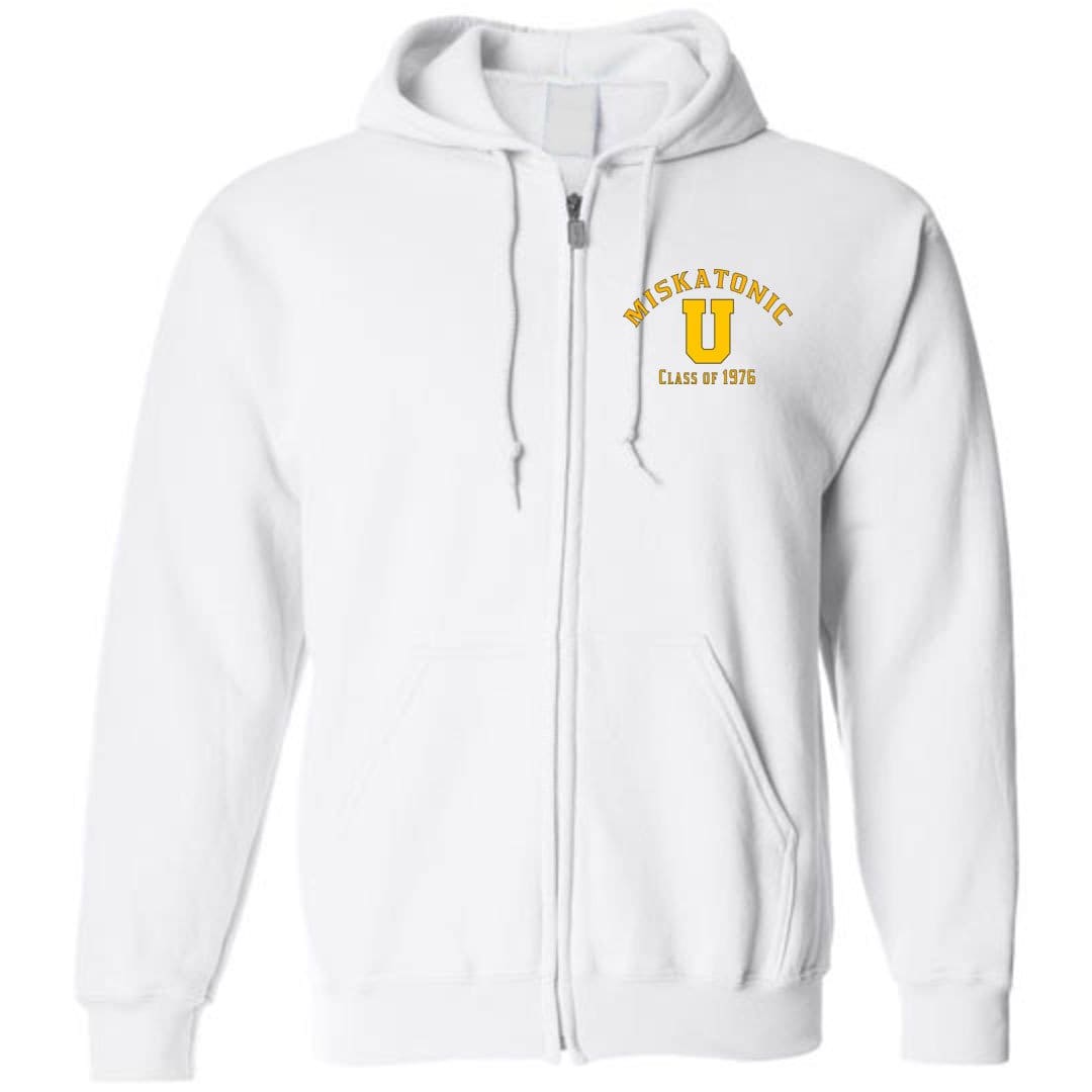 Chatty Fam Call of Ctuesday Miskatonic U Unisex Zip Hoodie - White / S