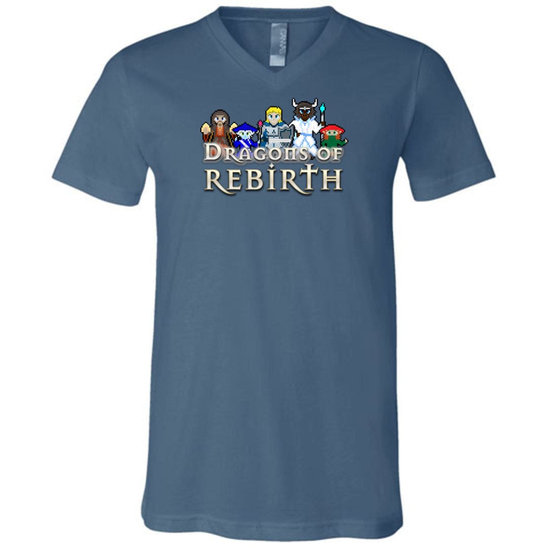 Chatty Fam Dragons of Rebirth 2.0 Unisex Premium V-Neck Tee - Steel Blue / S - Chatty Fam