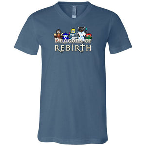 Chatty Fam Dragons of Rebirth 2.0 Unisex Premium V-Neck Tee - Steel Blue / S - Chatty Fam