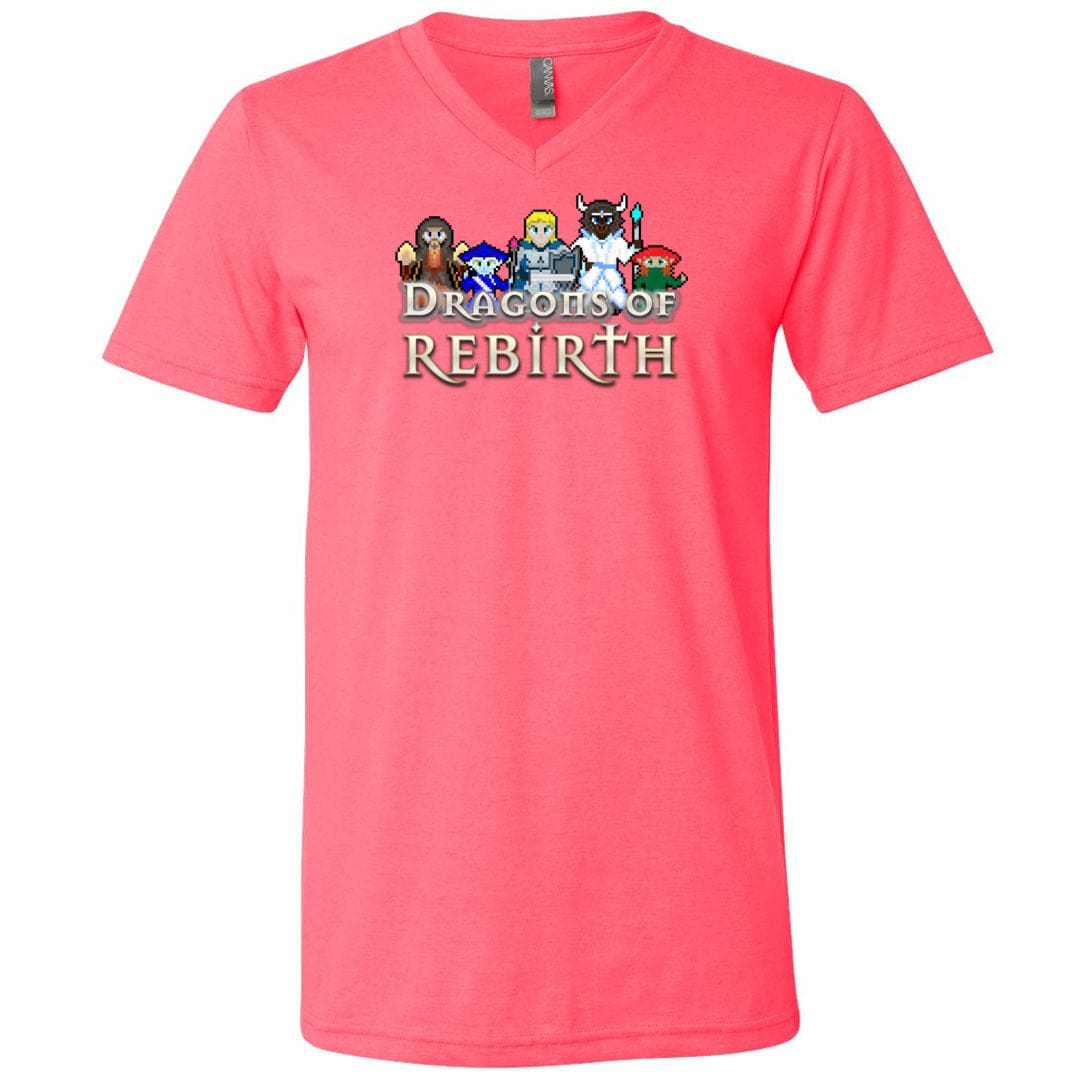 Chatty Fam Dragons of Rebirth 2.0 Unisex Premium V-Neck Tee - Neon Pink / S - Chatty Fam