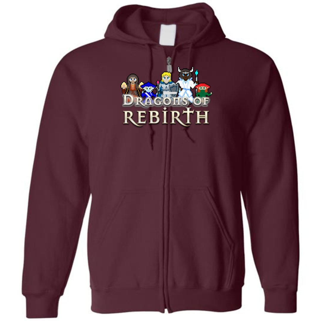 Chatty Fam Dragons of Rebirth 2.0 Unisex Zip Hoodie - Maroon / S - Chatty Fam