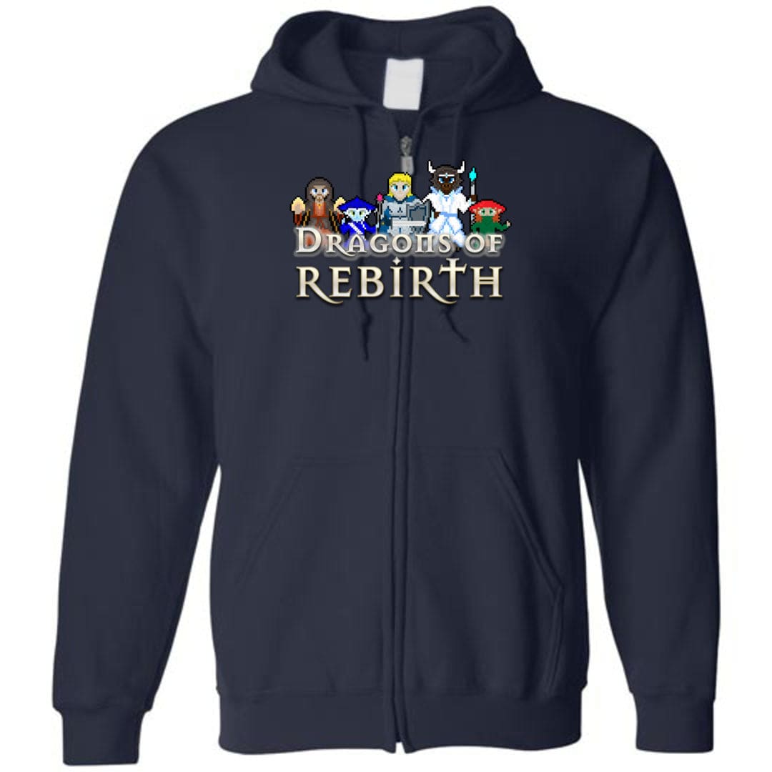 Chatty Fam Dragons of Rebirth 2.0 Unisex Zip Hoodie - Navy / S - Chatty Fam