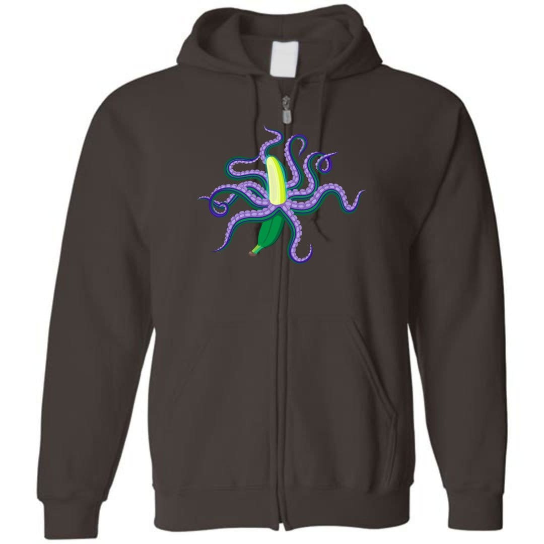 Chatty Fam Eldritch Banana: Parker’s Gift Unisex Zip Hoodie - Dark Chocolate / S